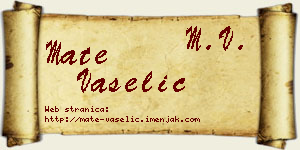 Mate Vaselić vizit kartica